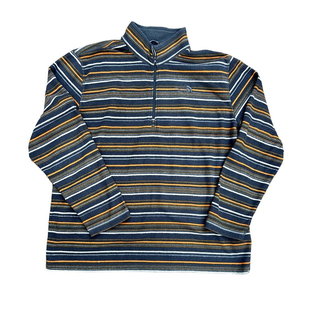 The North Face retro style striped quarterzip fleece jacket size 2XL